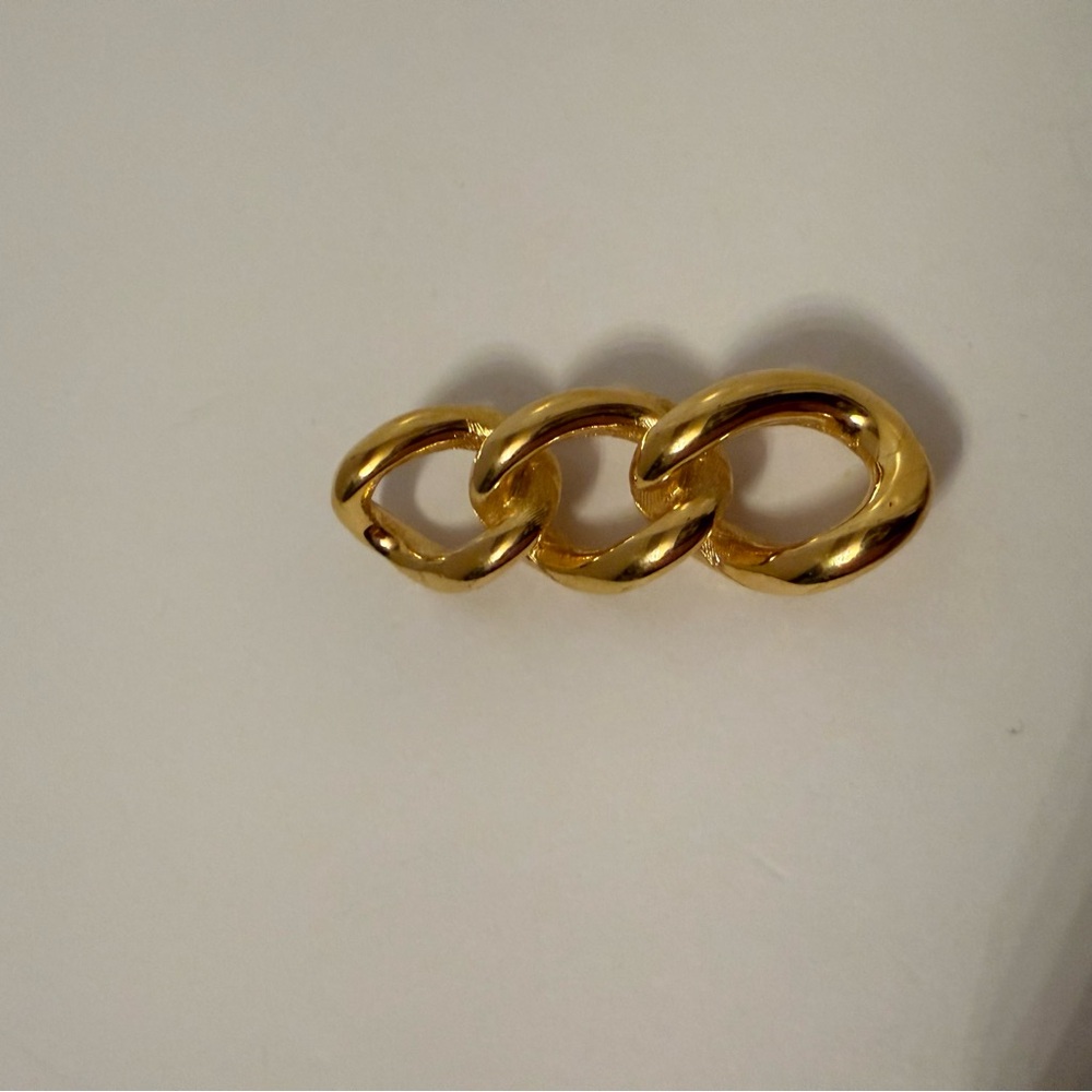 BROOCH GOLD PLATE 3 LINKS BRAID VINTAGE